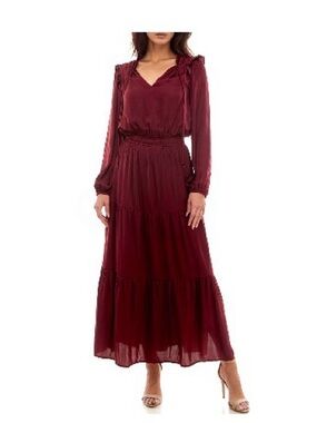 Socialite Burgundy Long Sleeve Maxi Dress